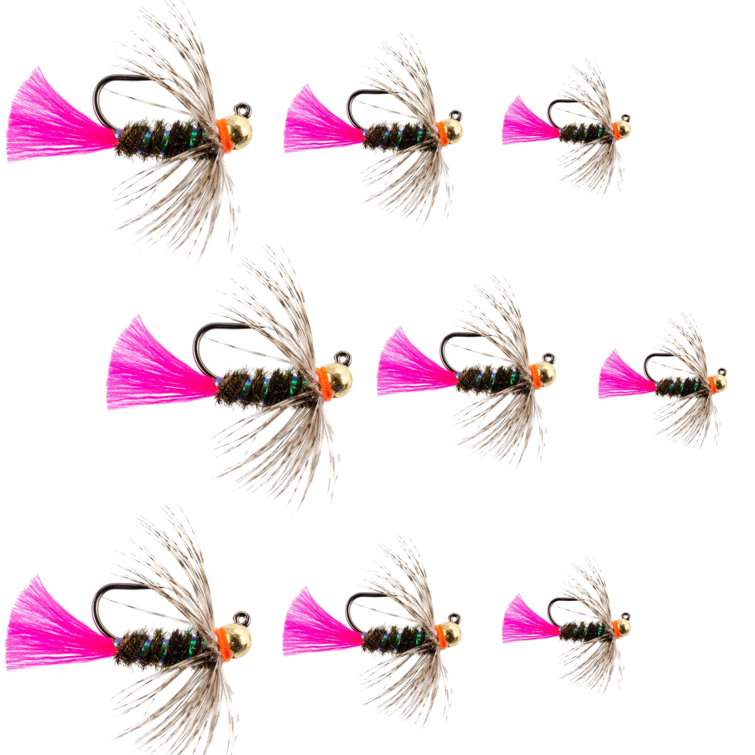 The Fly Fishing Place Trout Wet Flies Tungsten Bead Blow Torch Jig Assortment Tactical Nymph Euro Fly - 9 Flies Sizes 10, 12, 14