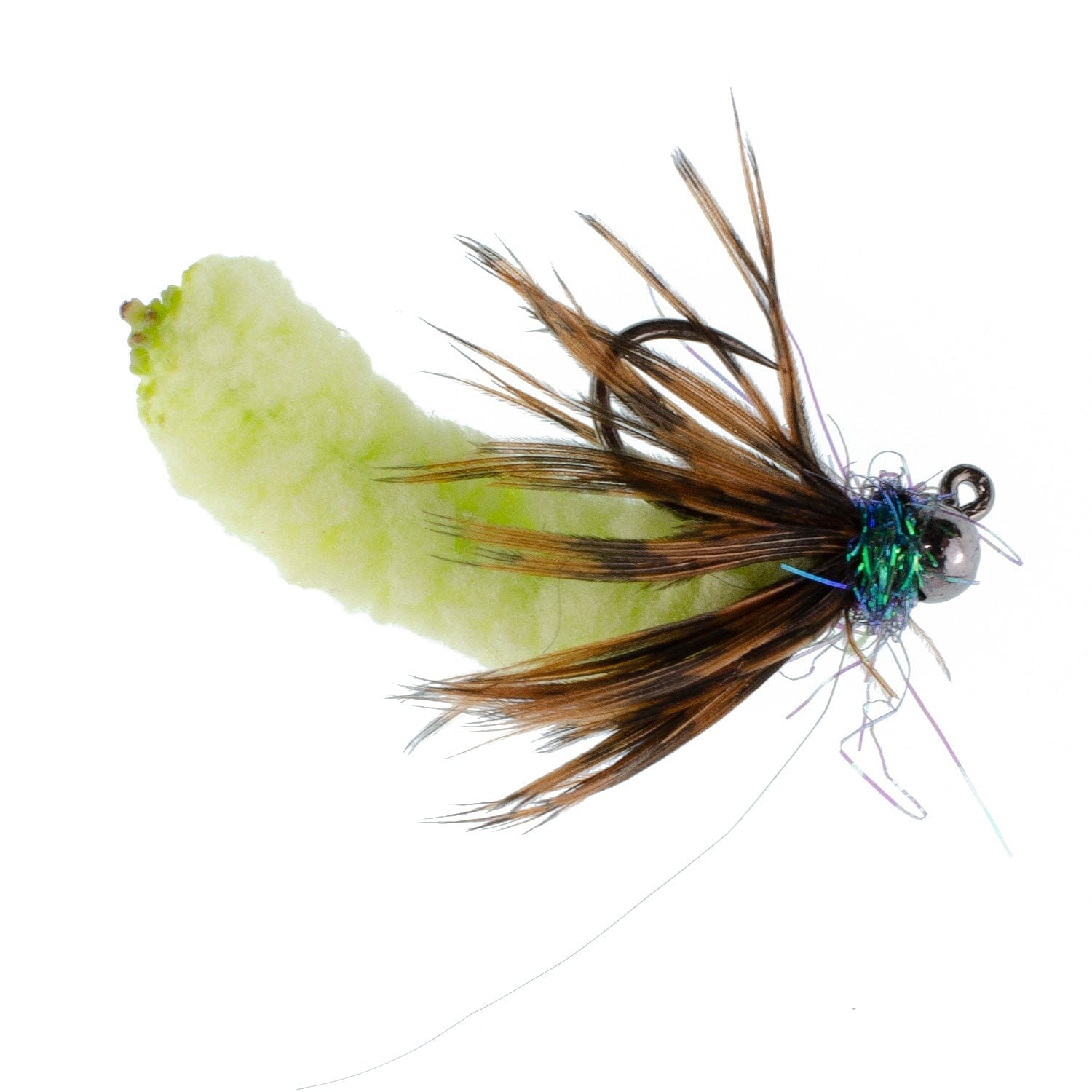 The Fly Fishing Place Trout Wet Flies Tungsten Bead Chartreuse Mop Fly Tactical Jig Czech Euro Nymph Barbless Fly - 1 Dozen Flies Size 14