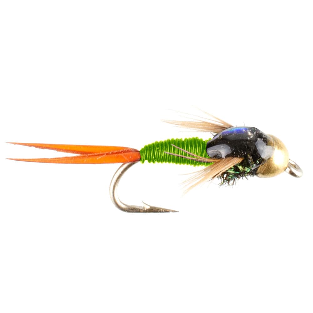 The Fly Fishing Place Trout Wet Flies Tungsten Bead Head Chartreuse Copper John Nymph Fly Fishing Flies - Set of 6 Flies Hook Size 18