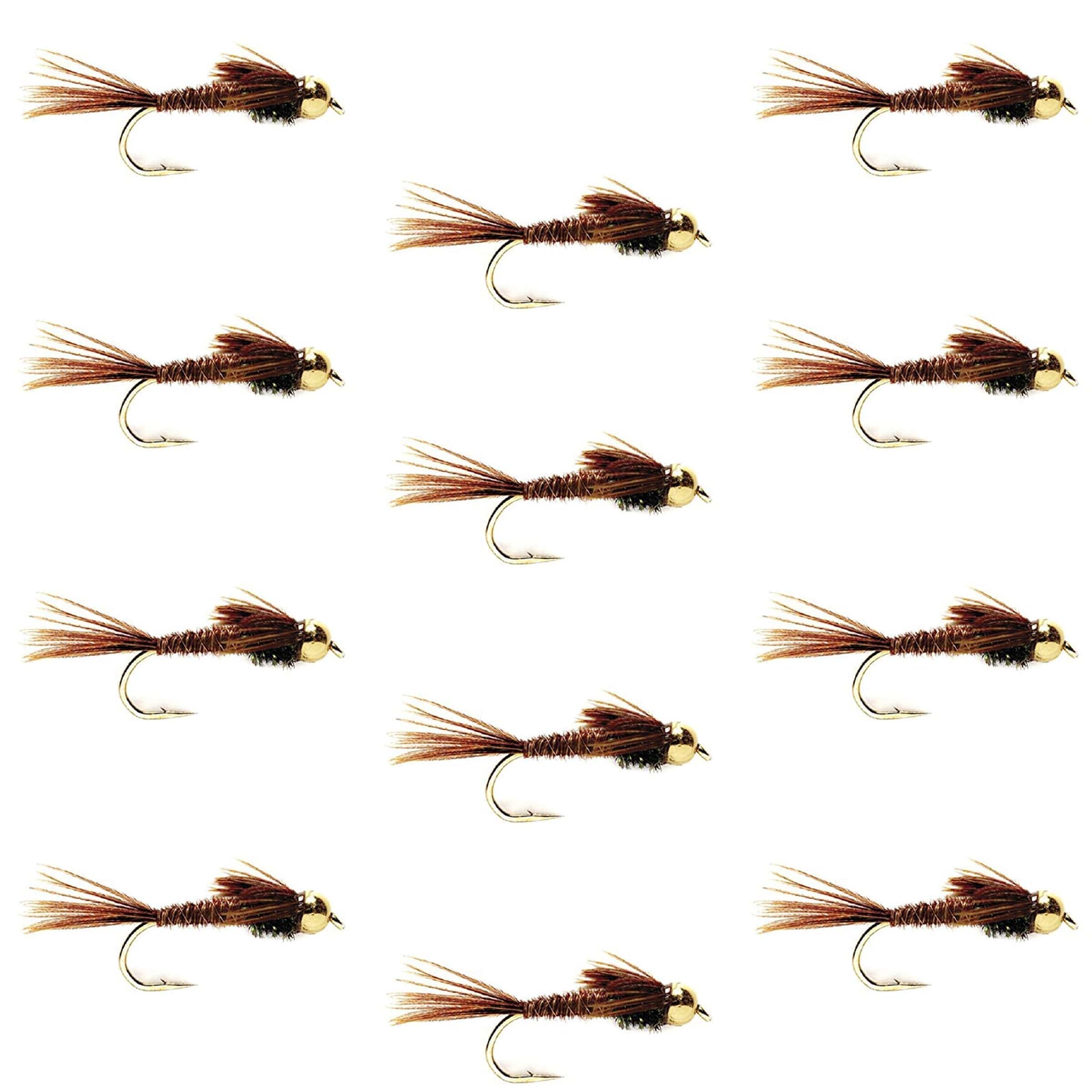 The Fly Fishing Place Trout Wet Flies Tungsten Bead Head  Pheasant Tail Nymph 1 Dozen Flies  Size 16