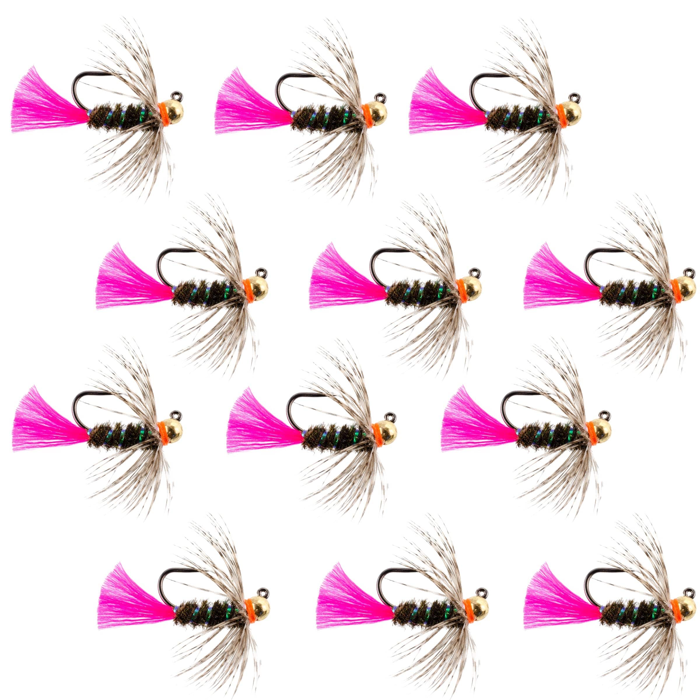 The Fly Fishing Place Trout Wet Flies Tungsten Bead Jig Tactical Blow Torch Czech Nymph Euro Nymphing Fly - 1 Dozen Flies Size 10