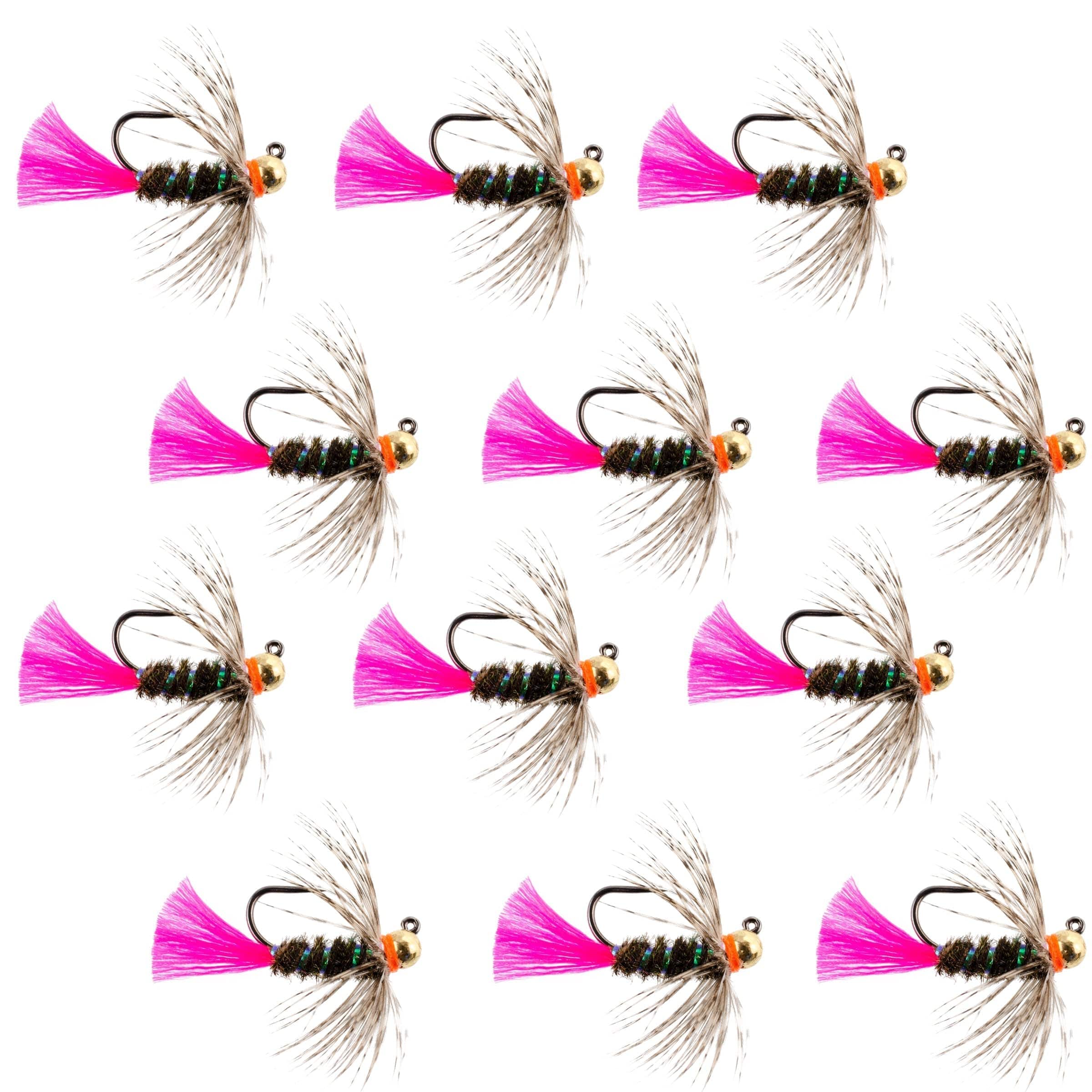 The Fly Fishing Place Trout Wet Flies Tungsten Bead Jig Tactical Blow Torch Czech Nymph Euro Nymphing Fly - 1 Dozen Flies Size 14