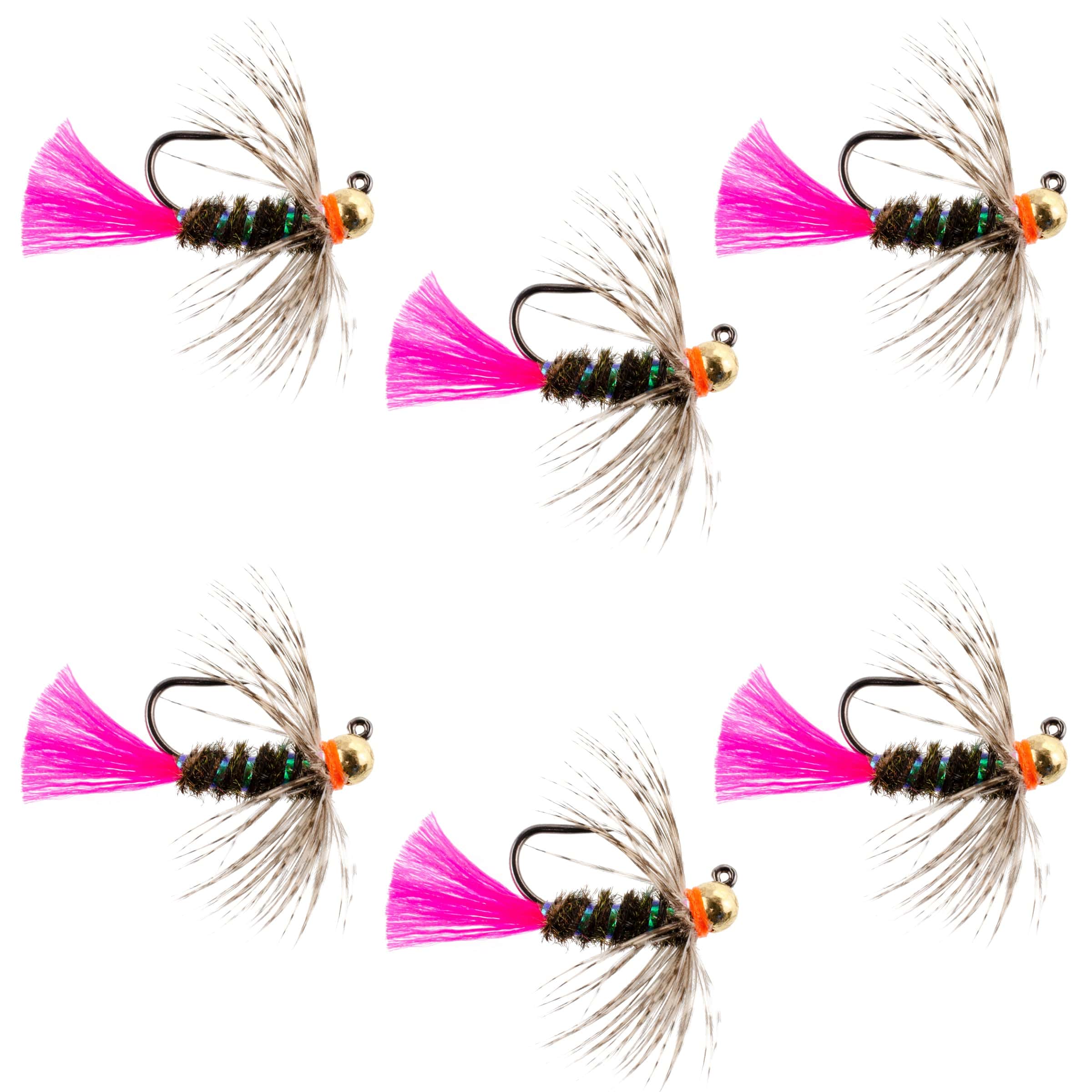 The Fly Fishing Place Trout Wet Flies Tungsten Bead Jig Tactical Blow Torch Czech Nymph Euro Nymphing Fly - 6 Flies Size 16