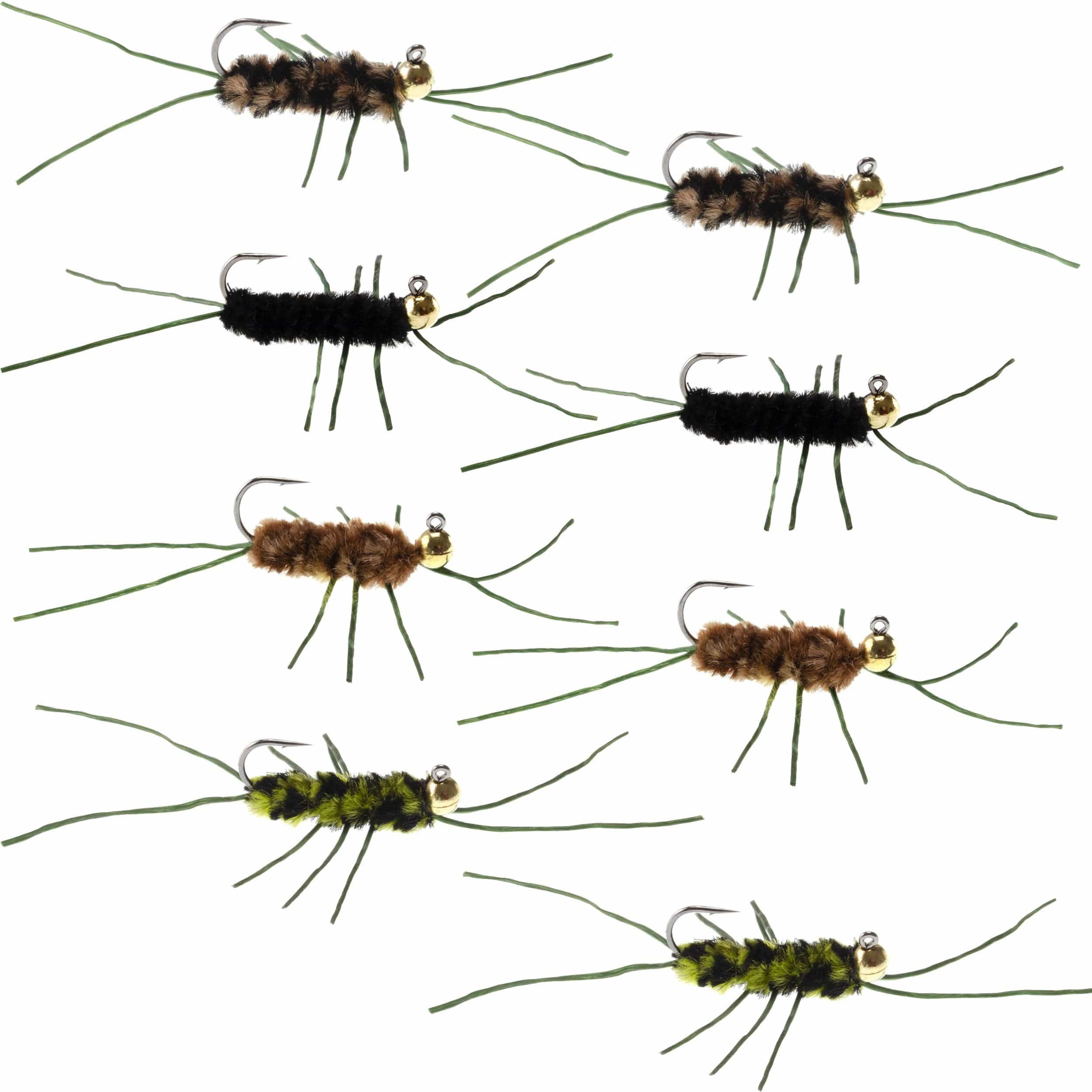 The Fly Fishing Place Trout Wet Flies Tungsten Bead Jigged Pat's Rubber Legs Euro Nymph Assortment Fly Fishing Flies - 8 Flies Hook Size 10