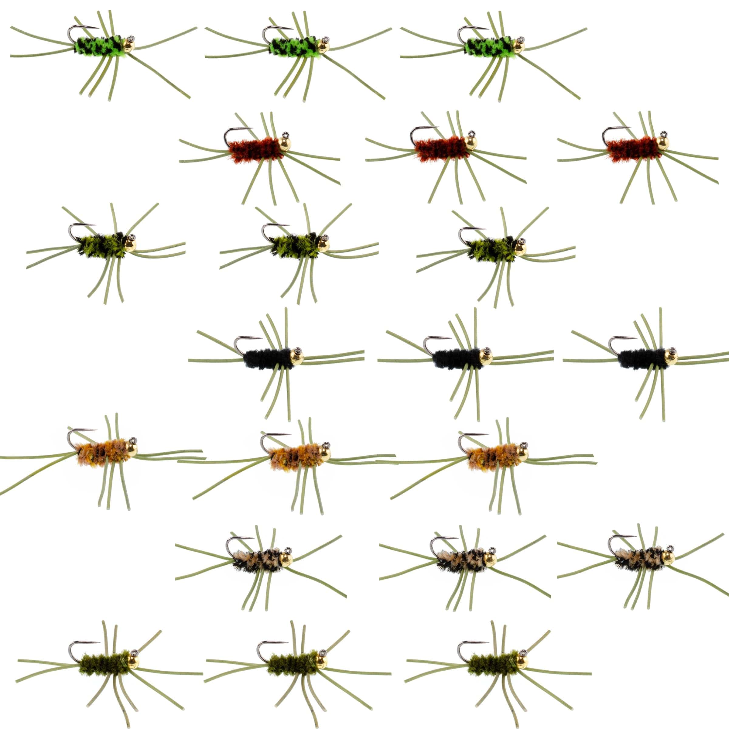 The Fly Fishing Place Trout Wet Flies Tungsten Bead Jigged Pat's Rubber Legs Nymph Assortment Fly Fishing Flies - Trout and Bass Wet Fly Pattern - 21 Flies 7 Colors Hook Size 10