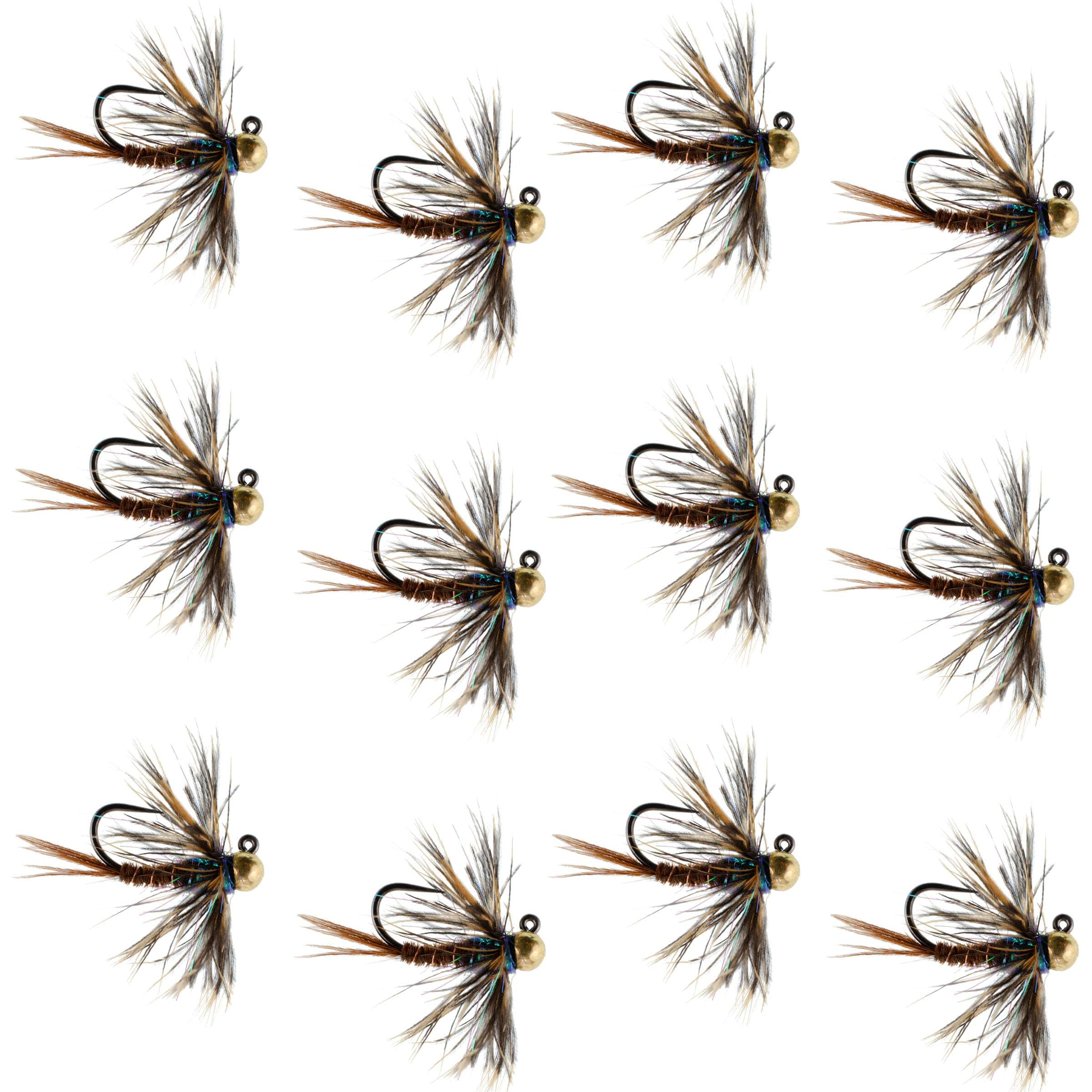 The Fly Fishing Place Trout Wet Flies Tungsten Bead Soft Hackle Pheasant Tail Tactical Jig Czech Nymph Euro Nymphing Fly - 1 Dozen Flies Size 16