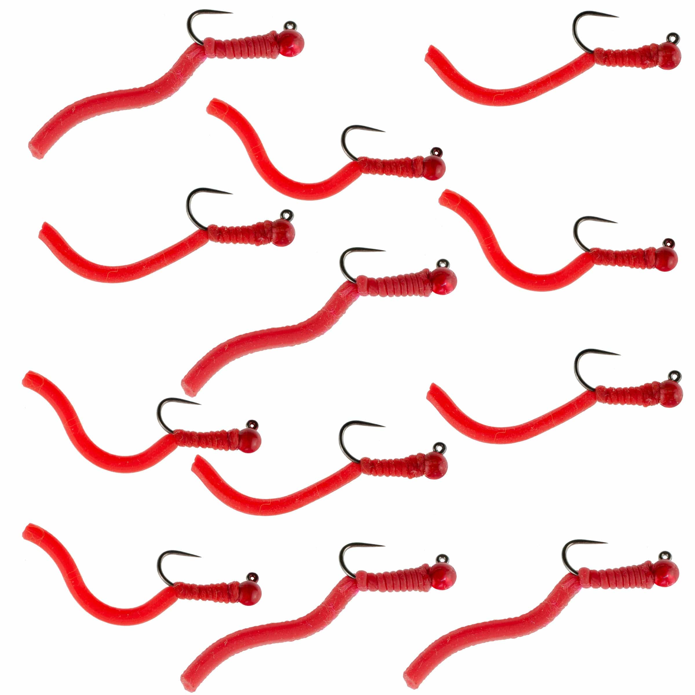 The Fly Fishing Place Trout Wet Flies Tungsten Bead Squirminator Squirmy Wormy Tactical Jig Czech Euro Nymph Barbless Nymphing Fly - 1 Dozen Flies Size 16