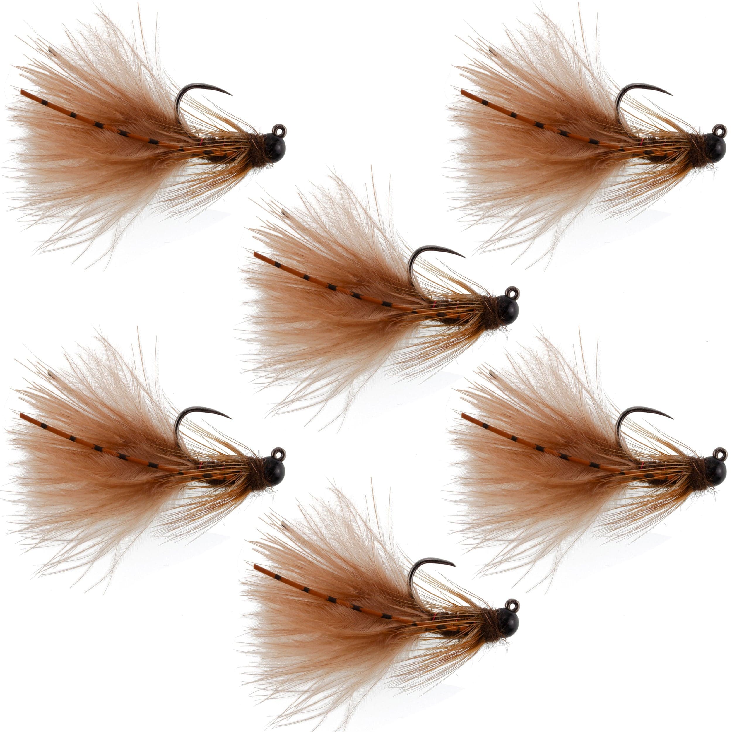 The Fly Fishing Place Trout Wet Flies Tungsten Bead Tactical Brown Mini Bugger Czech Nymph Euro Nymphing Fly - 6 Flies Size 8