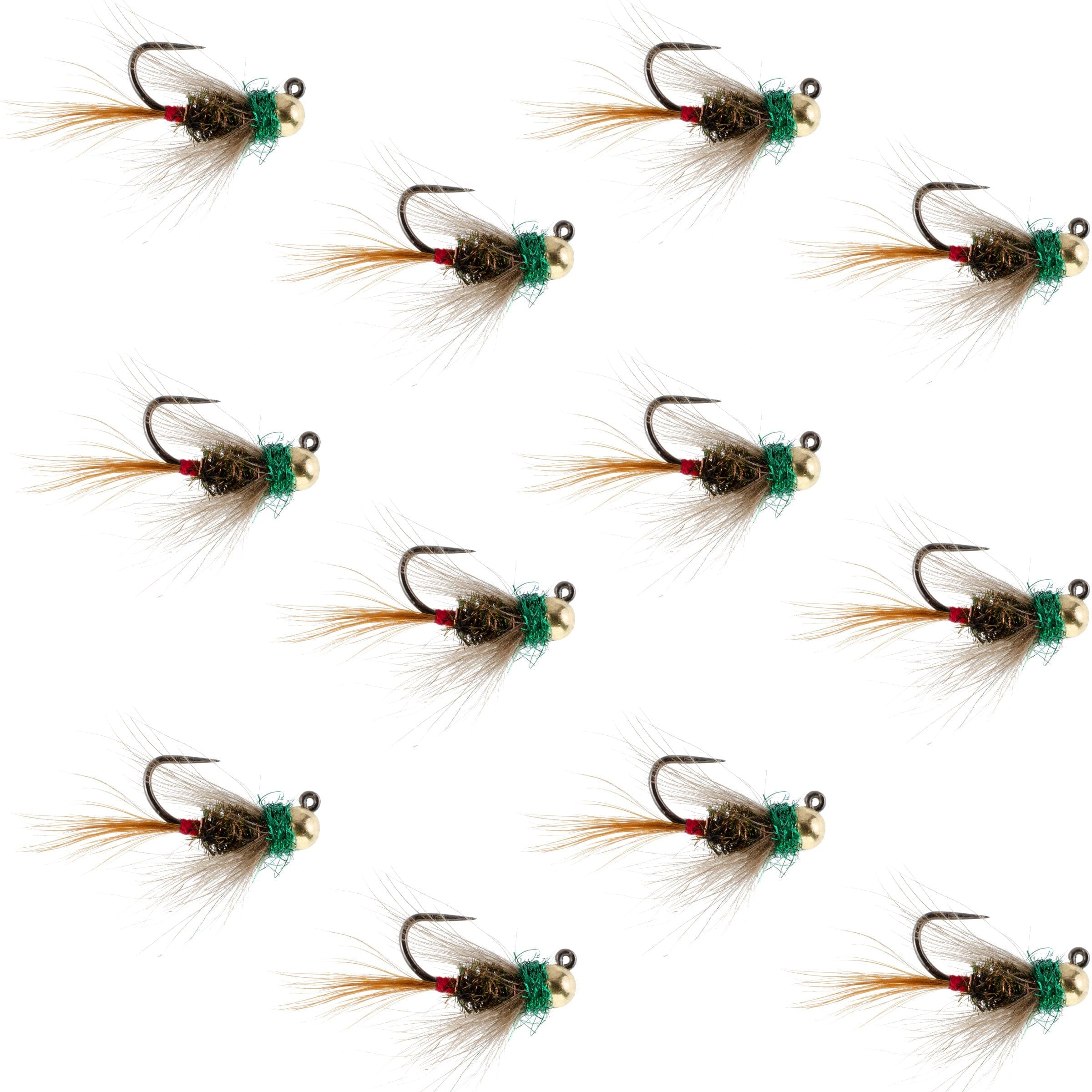 The Fly Fishing Place Trout Wet Flies Tungsten Bead Tactical CDC Frenchie Czech Nymph Euro Nymphing Fly - 1 Dozen Flies Size 14
