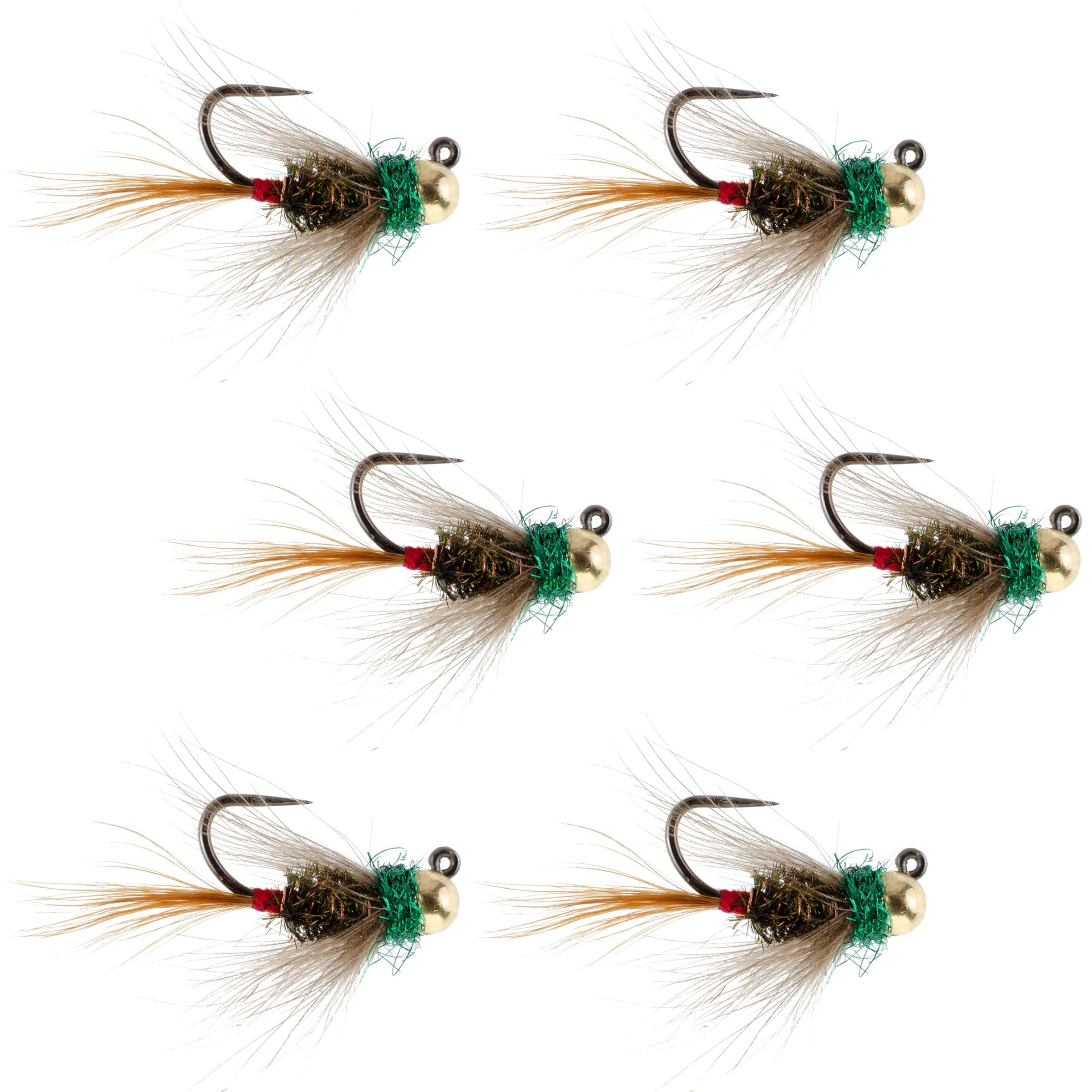 The Fly Fishing Place Trout Wet Flies Tungsten Bead Tactical CDC Frenchie Czech Nymph Euro Nymphing Fly - 6 Flies Size 12