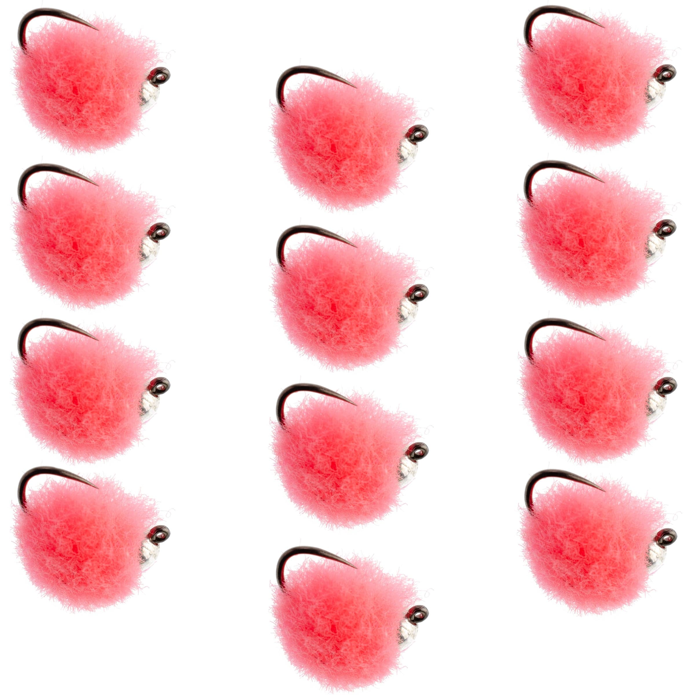 The Fly Fishing Place Trout Wet Flies Tungsten Bead Tactical Euro Hot Pink Jig Egg Barbless Czech Nymph Fly - 1 Dozen Flies Size 16