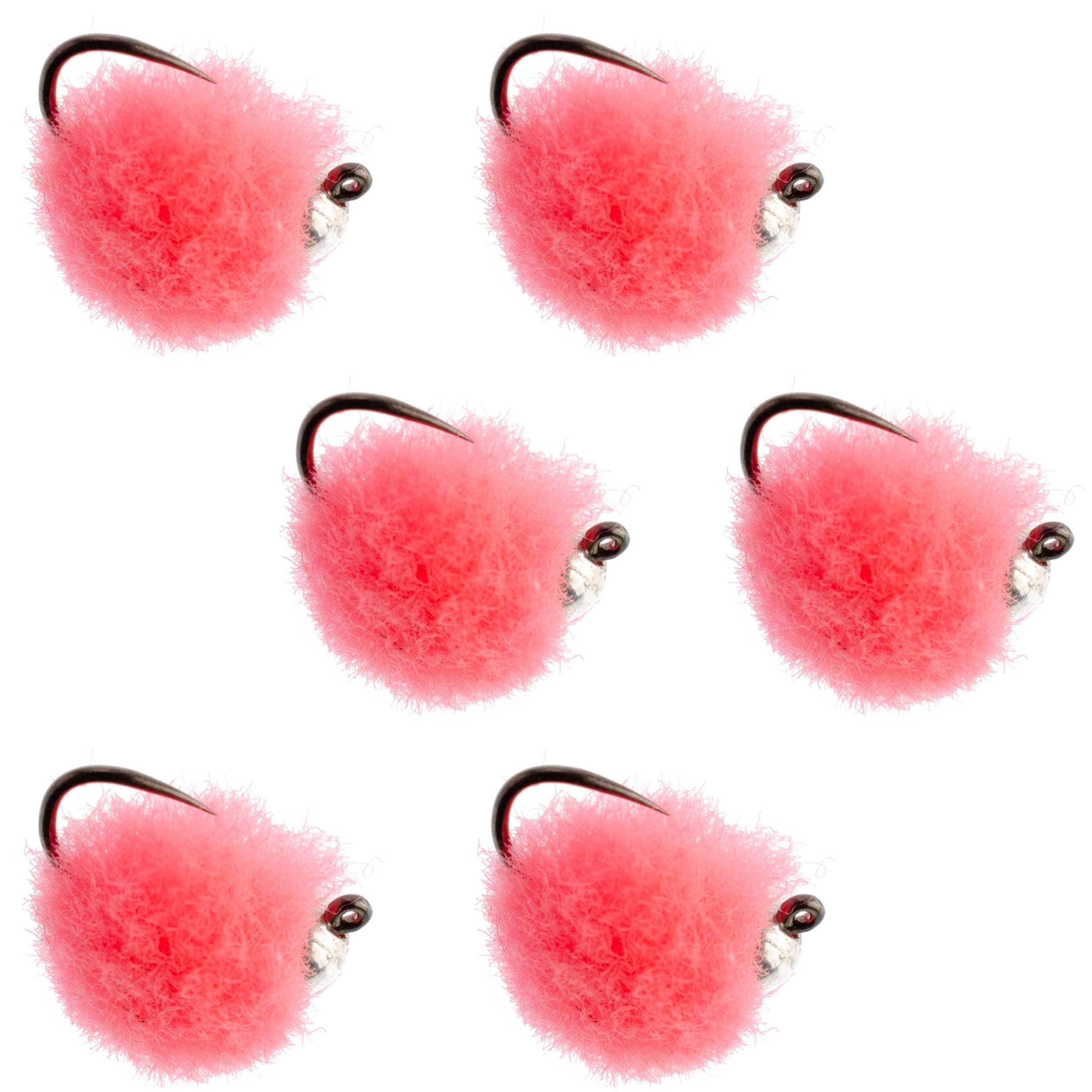 The Fly Fishing Place Trout Wet Flies Tungsten Bead Tactical Euro Hot Pink Jig Egg Barbless Czech Nymph Fly - 6 Flies Size 16