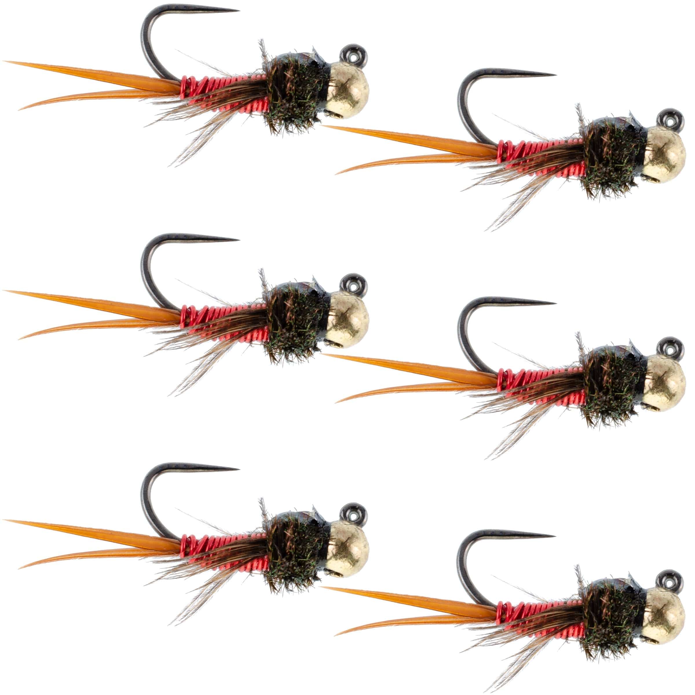 The Fly Fishing Place Trout Wet Flies Tungsten Bead Tactical Jig Copper John Red Czech Nymph Euro Nymphing Fly - 6 Flies Size 12