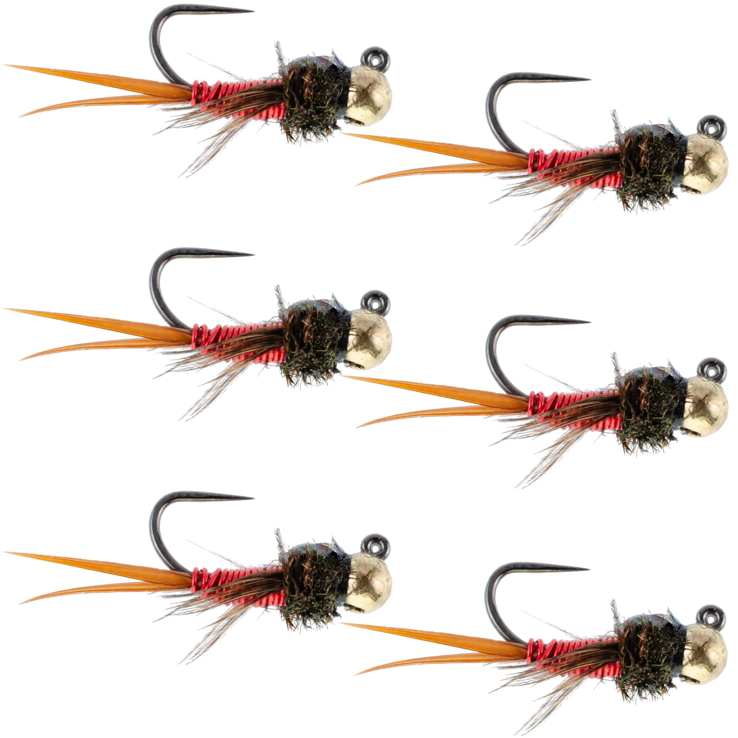 The Fly Fishing Place Trout Wet Flies Tungsten Bead Tactical Jig Copper John Red Czech Nymph Euro Nymphing Fly - 6 Flies Size 14