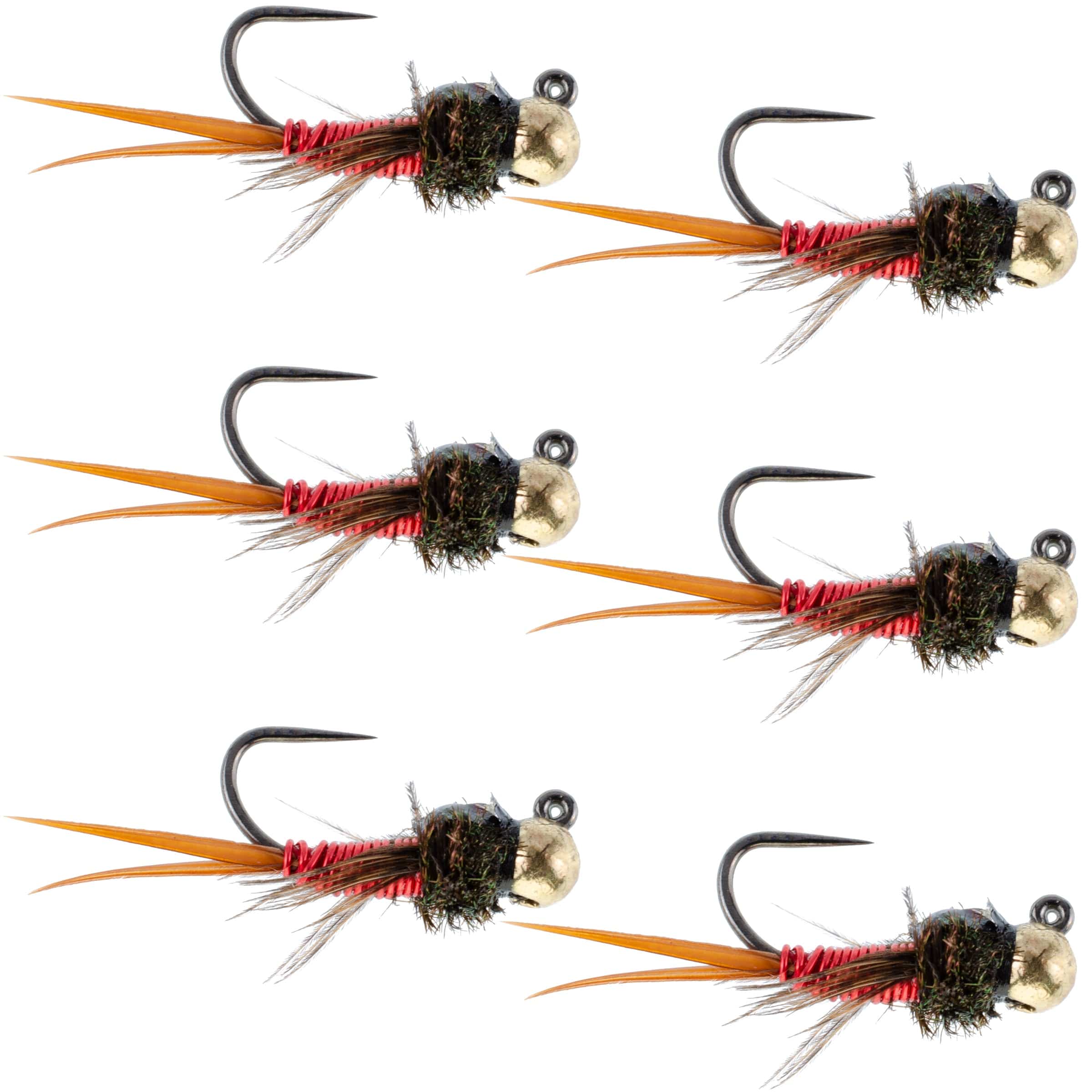 The Fly Fishing Place Trout Wet Flies Tungsten Bead Tactical Jig Copper John Red Czech Nymph Euro Nymphing Fly - 6 Flies Size 16