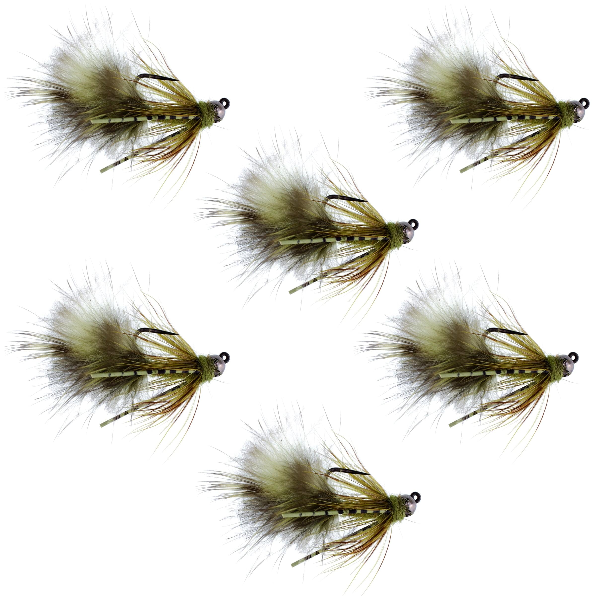 The Fly Fishing Place Trout Wet Flies Tungsten Bead Tactical Olive Mini Bugger Czech Nymph Euro Nymphing Fly - 6 Flies Size 12