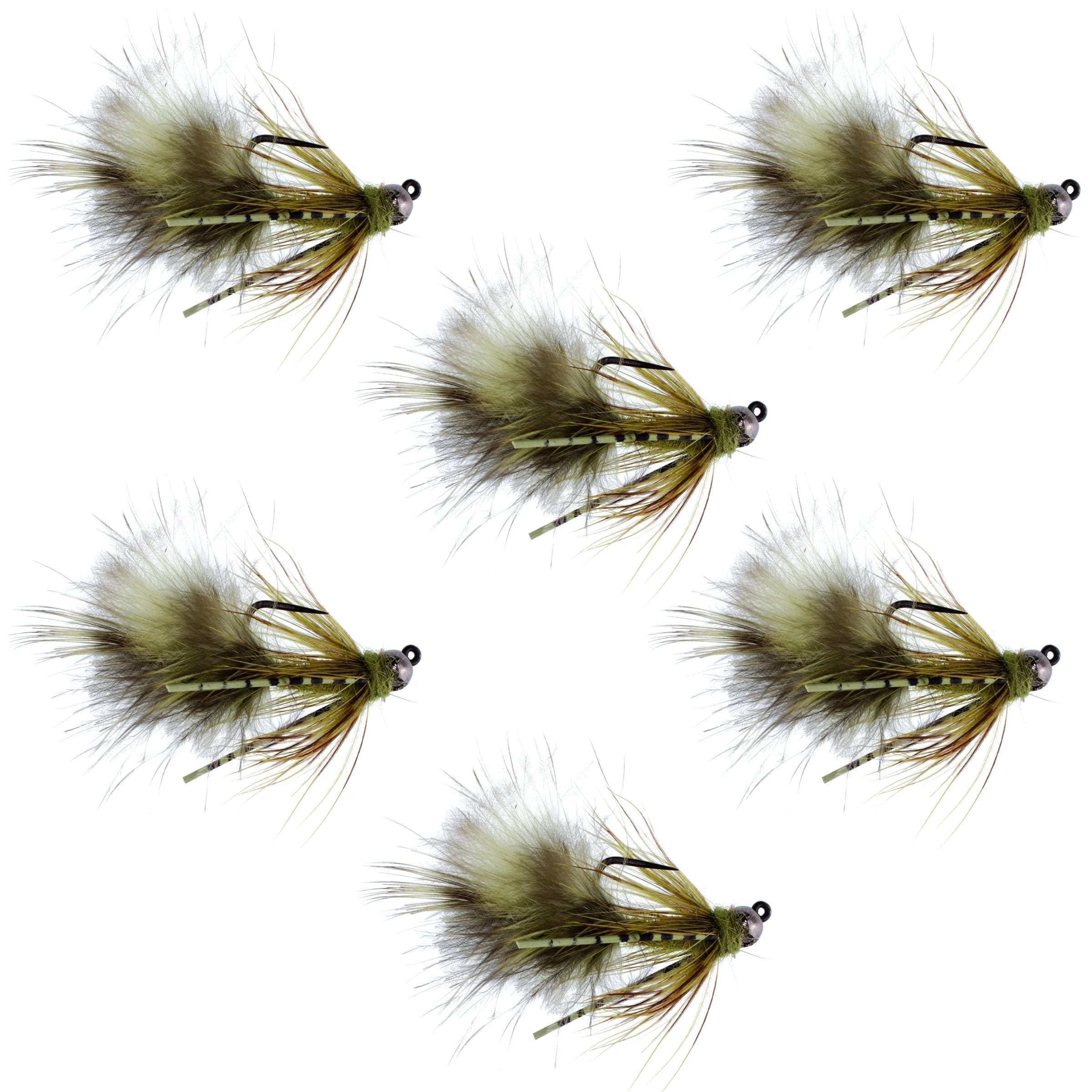 The Fly Fishing Place Trout Wet Flies Tungsten Bead Tactical Olive Mini Bugger Czech Nymph Euro Nymphing Fly - 6 Flies Size 8