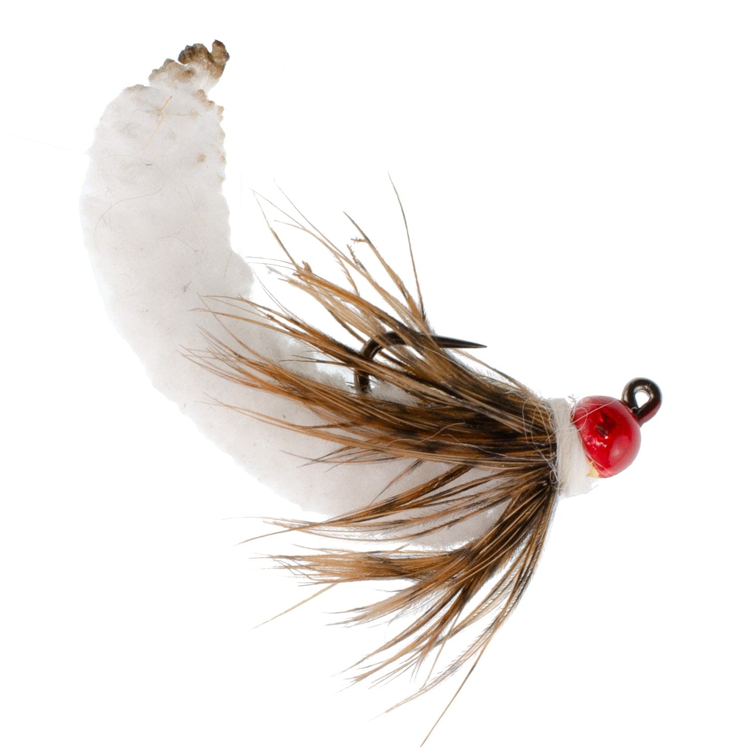 The Fly Fishing Place Trout Wet Flies Tungsten Bead White Mop Fly Tactical Jig Czech Euro Nymph Barbless Fly - 1 Dozen Flies Size 14