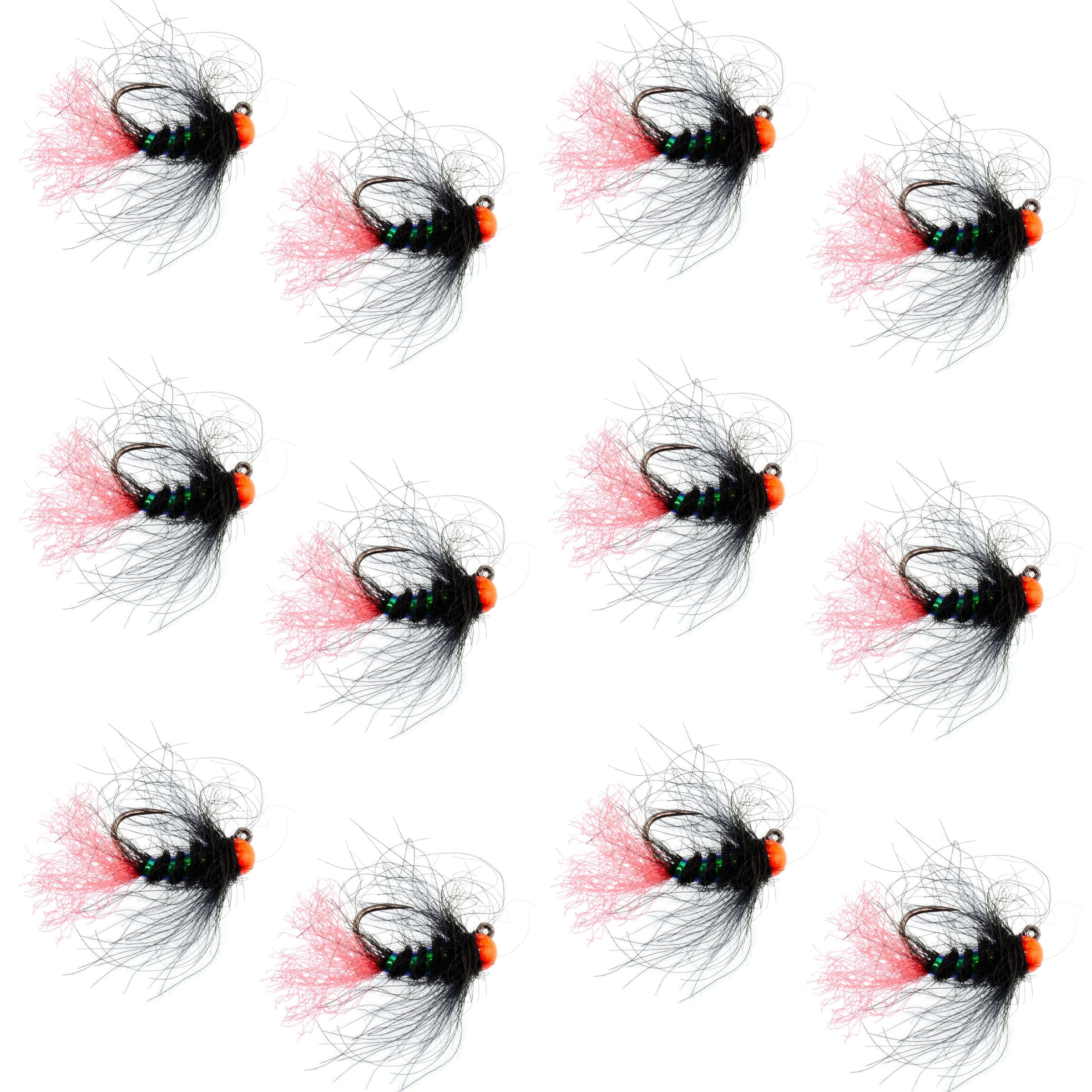 The Fly Fishing Place Trout Wet Flies Tungsten Hot Bead Jig Tactical Blow Torch Czech Nymph Euro Nymphing Fly - 1 Dozen Flies Size 16