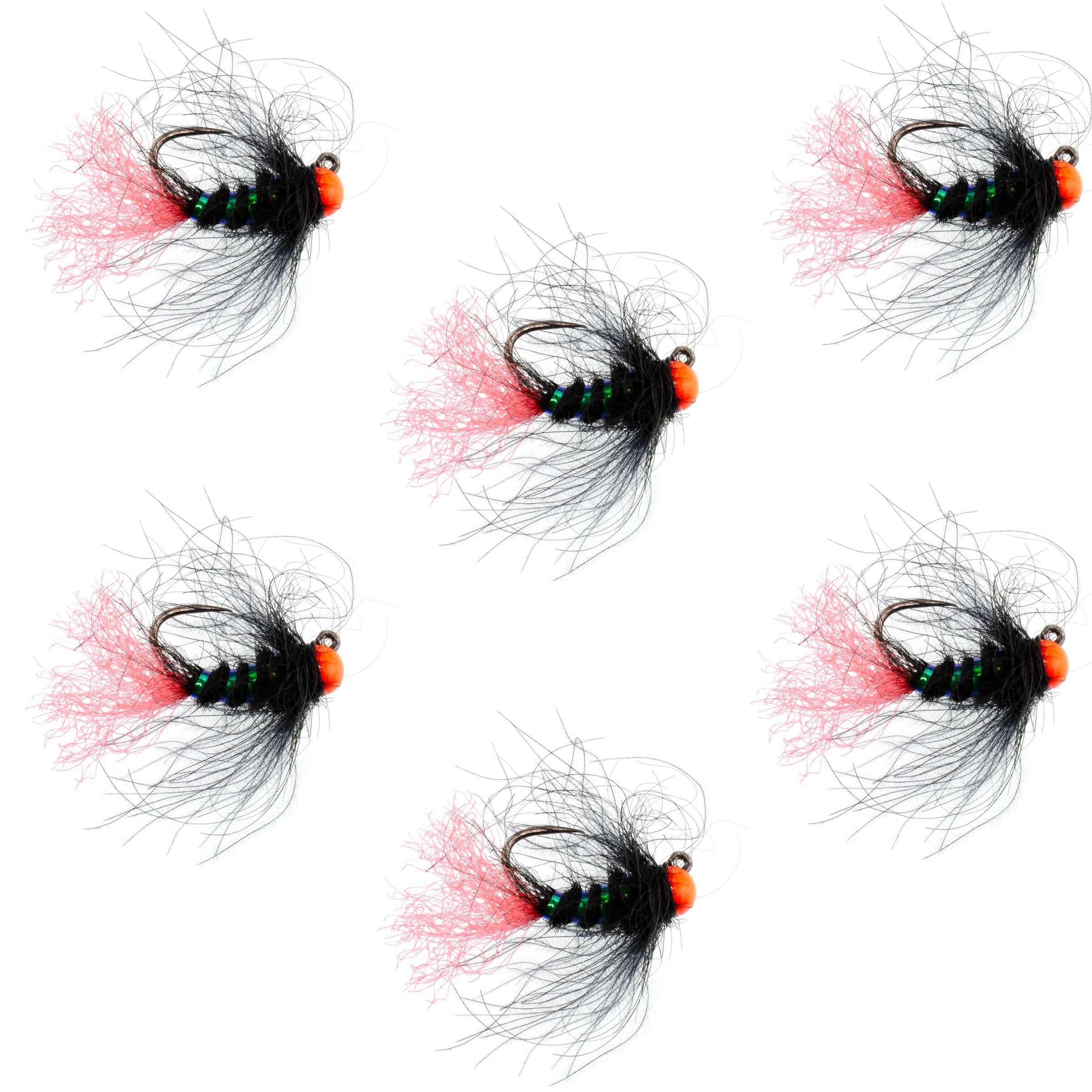 The Fly Fishing Place Trout Wet Flies Tungsten Hot Bead Jig Tactical Blow Torch Czech Nymph Euro Nymphing Fly - 6 Flies Size 16