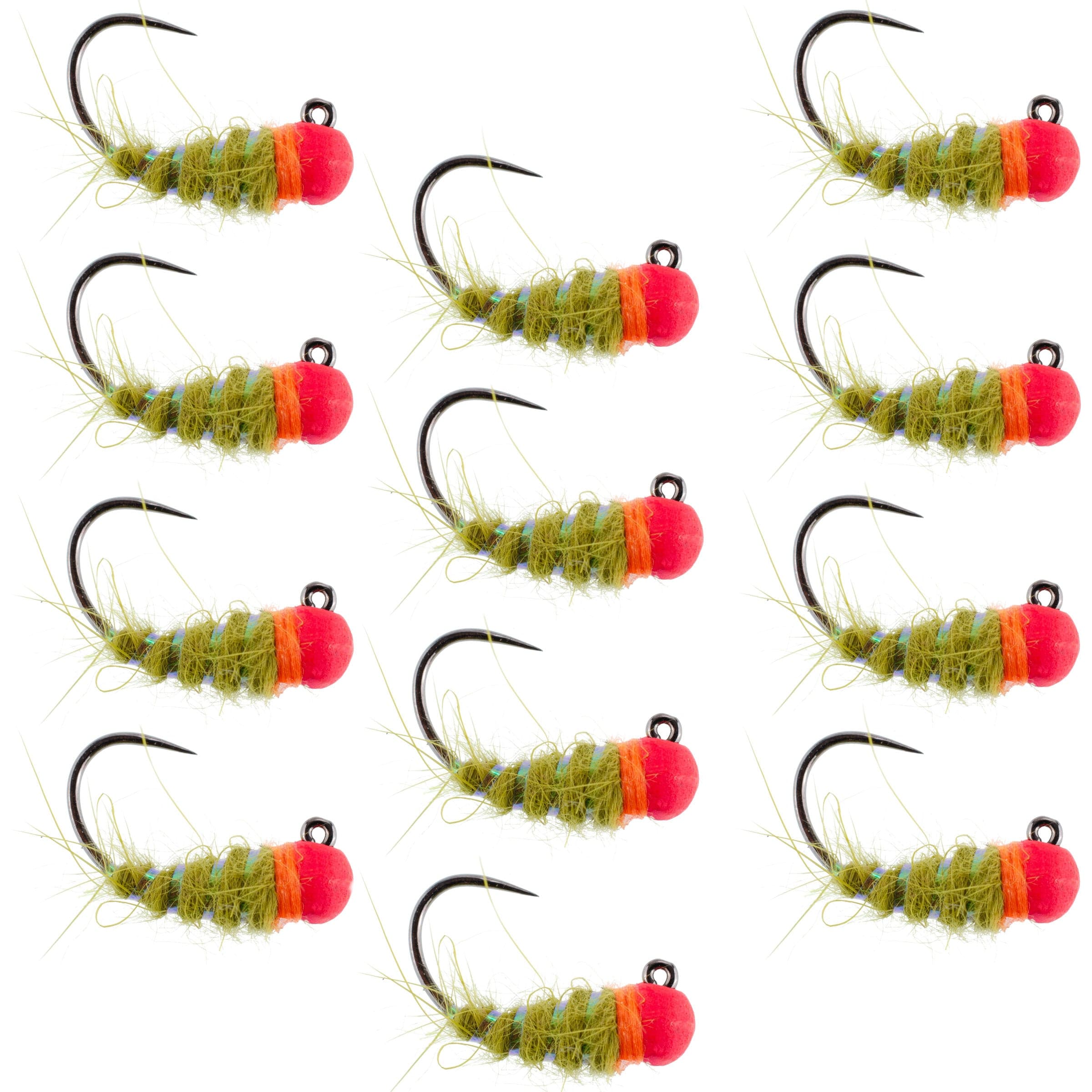 The Fly Fishing Place Trout Wet Flies Tungsten Hot Bead Walt's Worm Jig Tactical Czech Nymph Euro Nymphing Fly - 1 Dozen Flies Hook Size 12