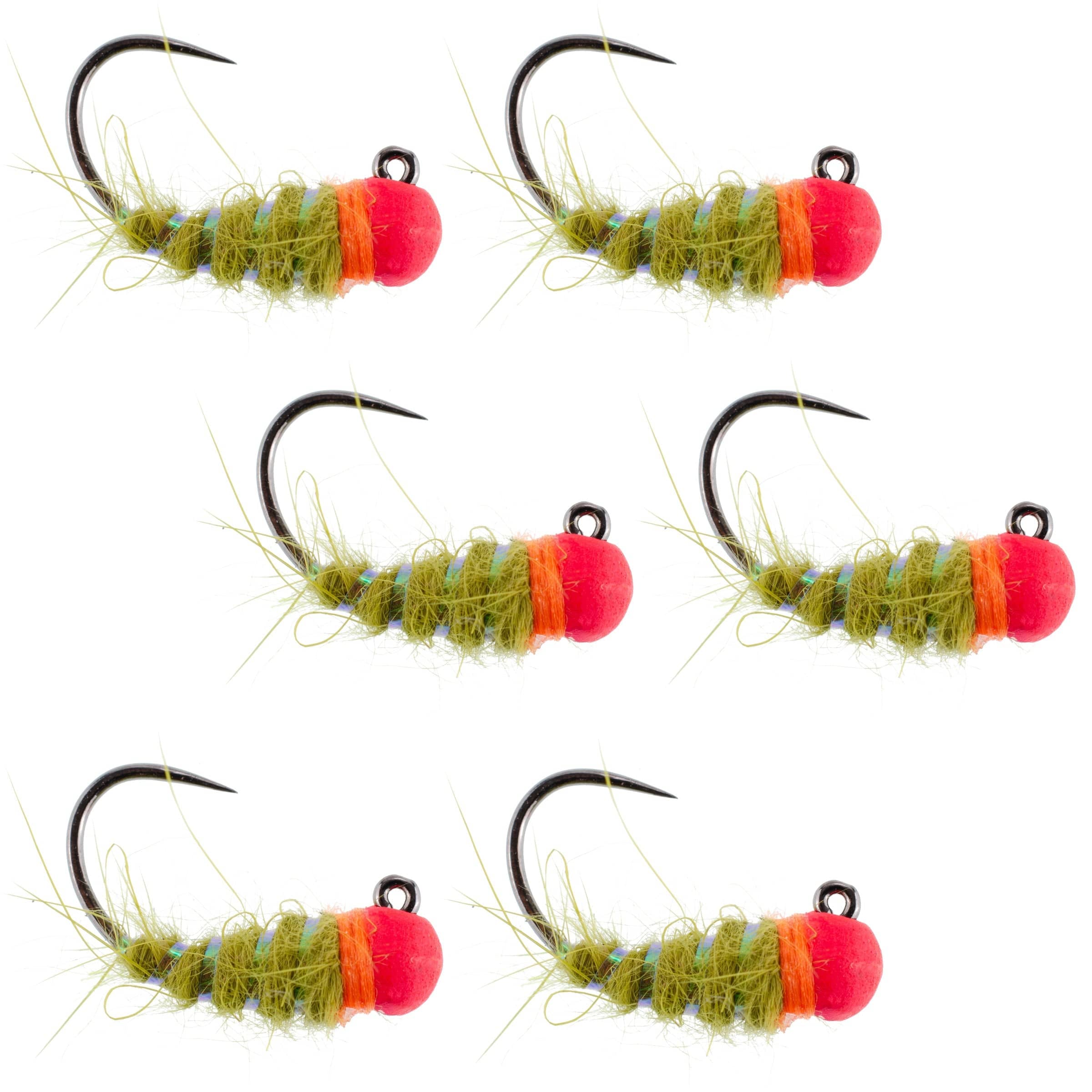 The Fly Fishing Place Trout Wet Flies Tungsten Hot Bead Walt's Worm Jig Tactical Czech Nymph Euro Nymphing Fly - 6 Flies Hook Size 12