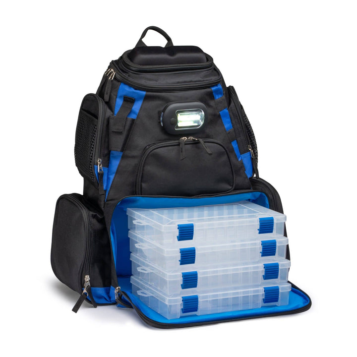 VEXAN® Tackle Bags & Boxes Blue & Black VEXAN® Fishing Backpack Tackle Box w/Removable LED Light