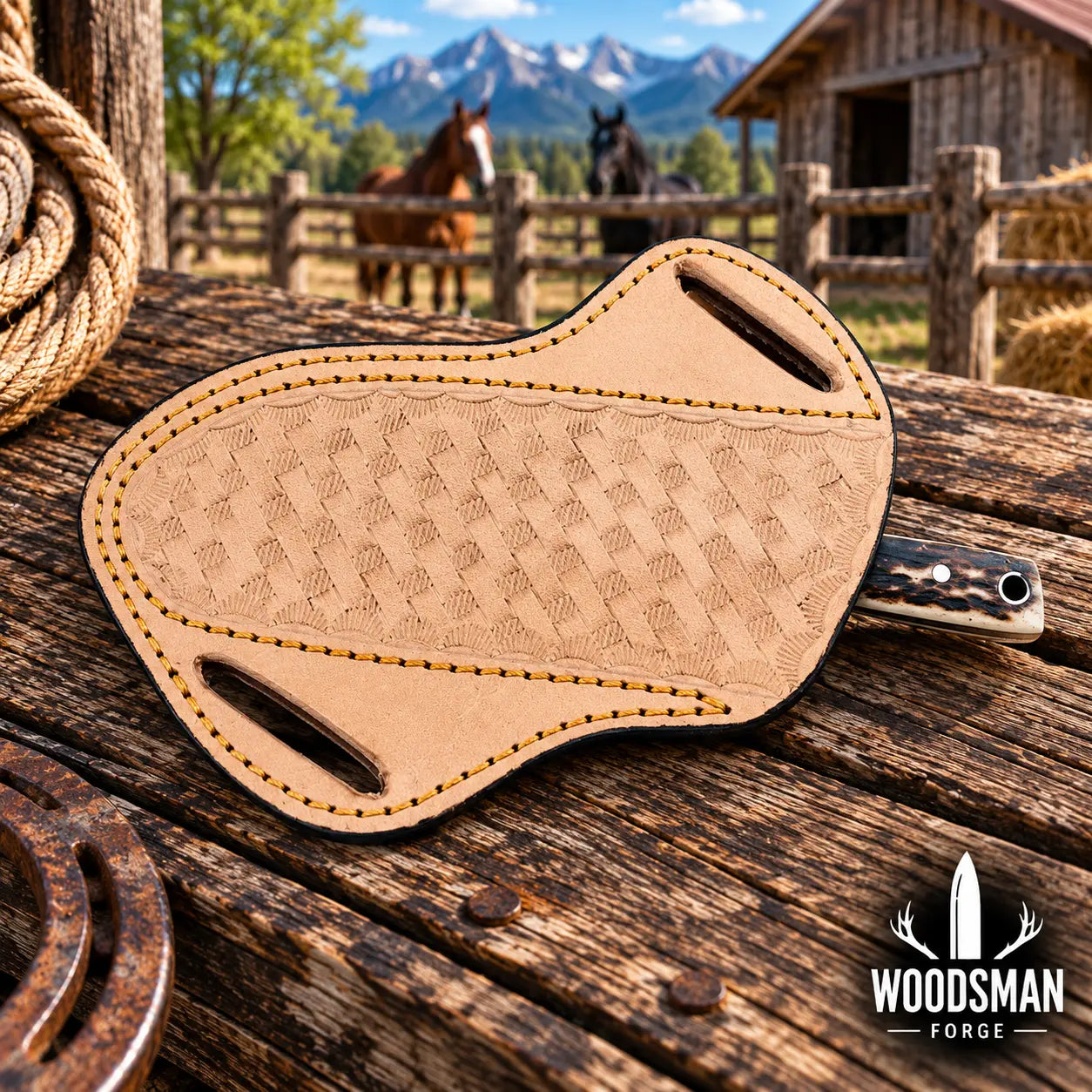 Stagmere Rasp Steel Skinner Knife – Stag Horn Handle & Leather Sheath